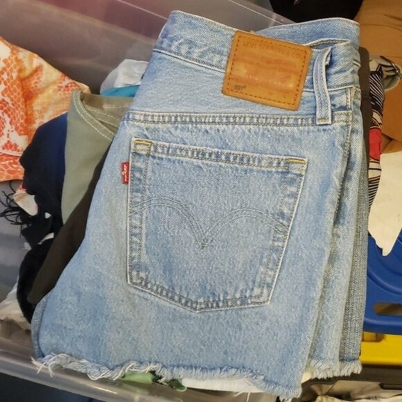 Levis 501 blue cut off shorts 26 button fly